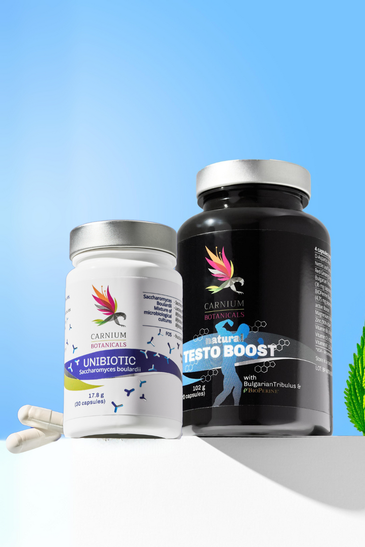 Balíček Neporazitelný muž (Natural Testo Boost + Unibiotic Saccharomyces Boulardii)