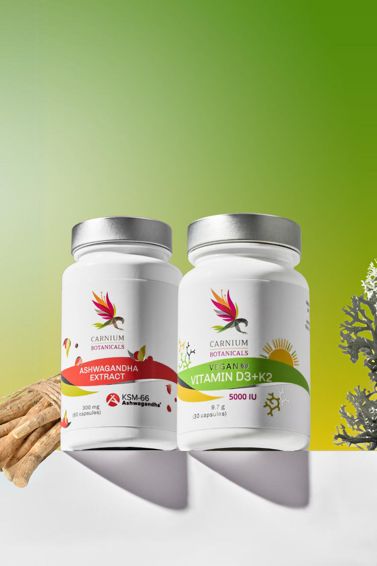 Balíček Antistress a dokonalý spánek (Ashwagandha Extract + Vitamín D3 + K2)