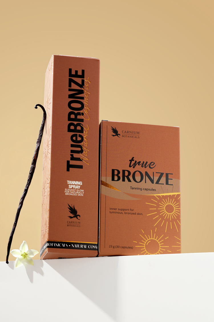 Balíček Bronzová pokožka po celý rok (True Bronze kapsle + TrueBRONZE opalovací olej)