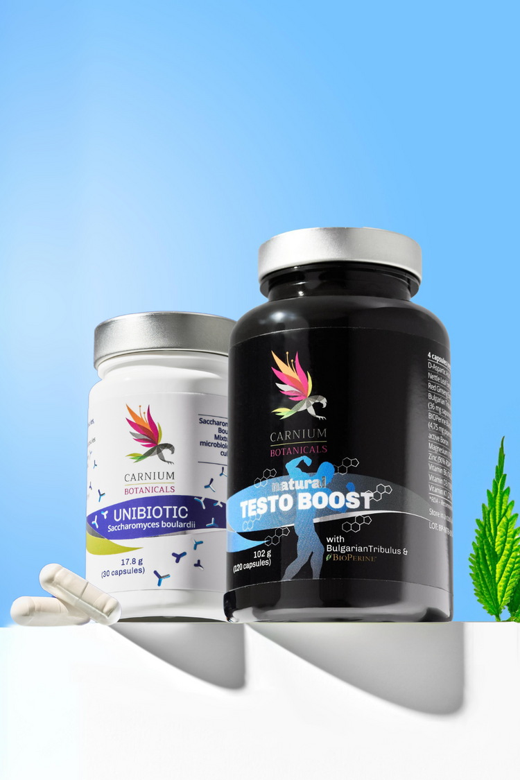 Balíček Neporazitelný muž (Natural Testo Boost + Unibiotic Saccharomyces Boulardii)